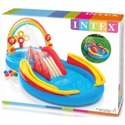 Vaivorykštinis baseinas su pripučiama čiuožykla 297 x 193 x 135 cm
