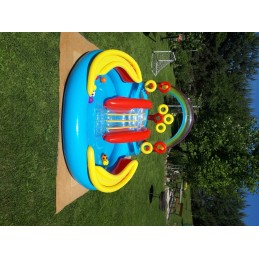 Vaivorykštinis baseinas su pripučiama čiuožykla 297 x 193 x 135 cm