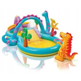 Dinoland pripučiama žaidimų aikštelė dėžėje