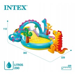 Pripučiamas baseinas, žaidimų aikštelė, čiuožykla su dinozaurais