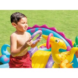 Pripučiamas baseinas, žaidimų aikštelė, čiuožykla su dinozaurais