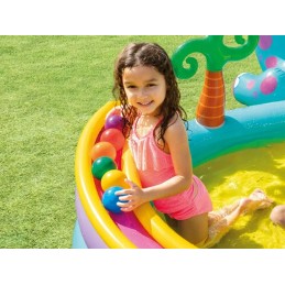 Pripučiamas baseinas, žaidimų aikštelė, čiuožykla su dinozaurais