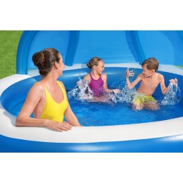 Didelis 242 cm pripučiamas baseinas su kūdikių vonele bestway 54337