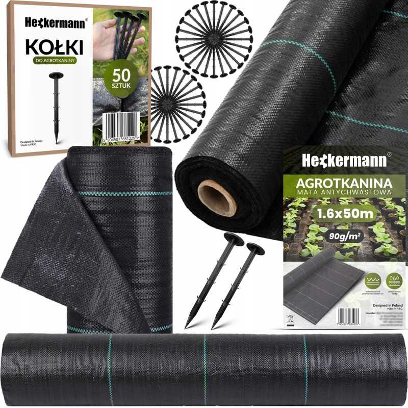 Agrotekstilė agrotekstilės kilimėlis 1,6x50m + 50x kaiščiai
