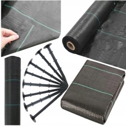 Tvirtas kilimėlis nuo piktžolių, agrotekstilė, 1,6 m x 10 m, nemokamai, 50 vnt inkarų - laikina akcija