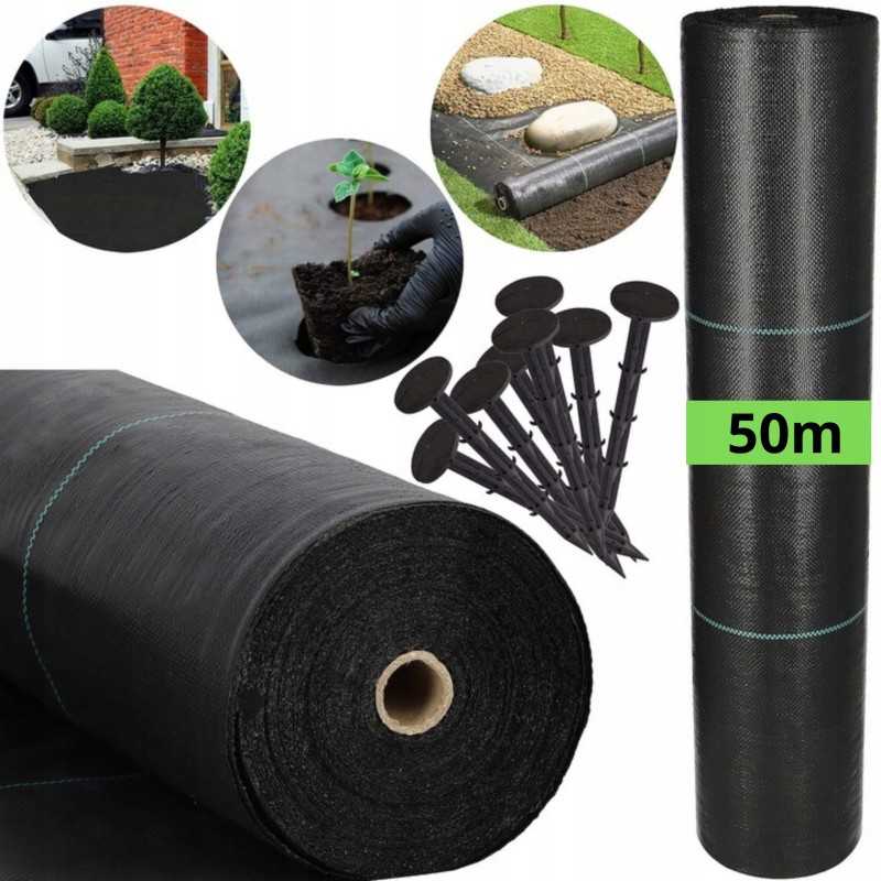 Rinkinys agroaudinis juodas 90g 0 8x50m augalinis audinys UV storas nuo piktžolių