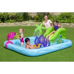 Pripučiamas baseinas, žaidimų aikštelė su čiuožykla, akvariumas b1