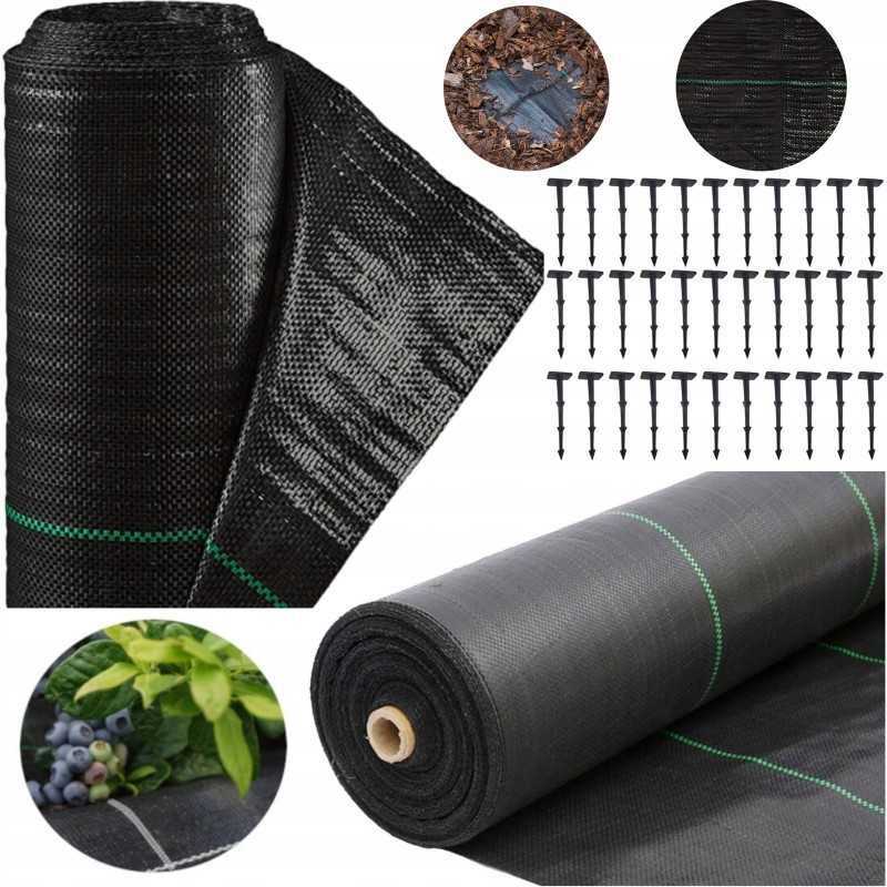 Žemės ūkio audinys tvirtas nuo piktžolių 0 6x100m augintas austas kilimėlis inkarai 50 vnt