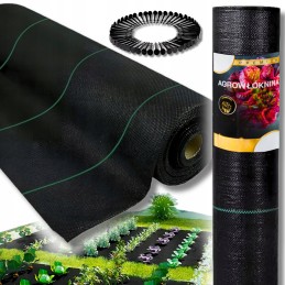 Agrotekstilė nuo piktžolių kilimėlis agrotekstilė juoda 0,8x100m 70g + inkarai