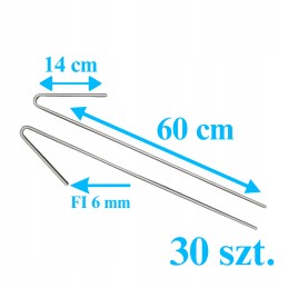Inkariniai kaiščiai geotinklei geotinklelis 60cm. 30 vienetų