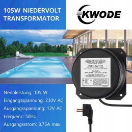 Baseino apšvietimo transformatorius 105w vanduo
