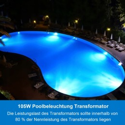 Baseino apšvietimo transformatorius 105w vanduo