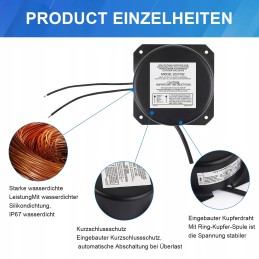 Baseino apšvietimo transformatorius 105w vanduo