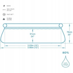 Išplėtimas baseinas 366x76 bestway 57273 greitai nustatytas baseinas