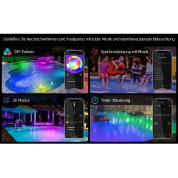 LED rgb sūkurinė baseino lempa, programėlės valdymas 10w rgb magic color