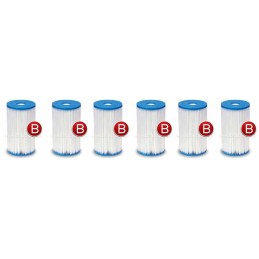 6 x siurblio filtrų komplektas, B tipo intex 29005