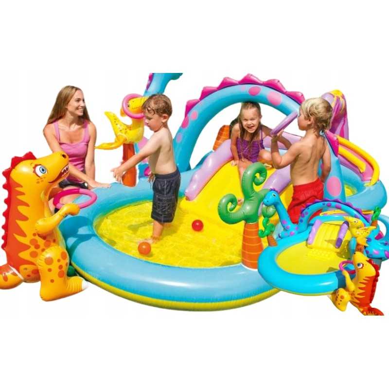 Sodo baseinas su čiuožykla, didelis dino, 333x229x112, pripučiama žaidimų aikštelė