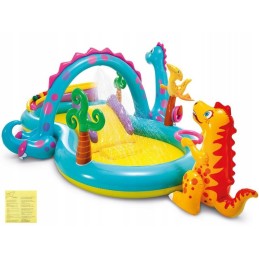 Pripučiama baseino vandens žaidimų aikštelė dinozaurų čiuožykla intex 57135