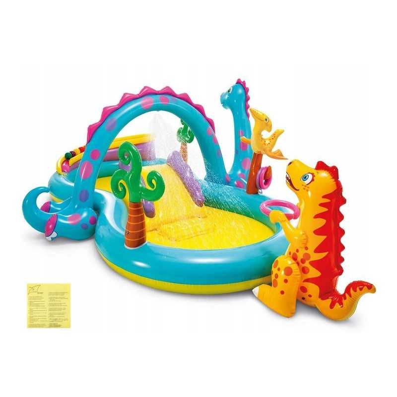 Pripučiama baseino vandens žaidimų aikštelė dinozaurų čiuožykla intex 57135