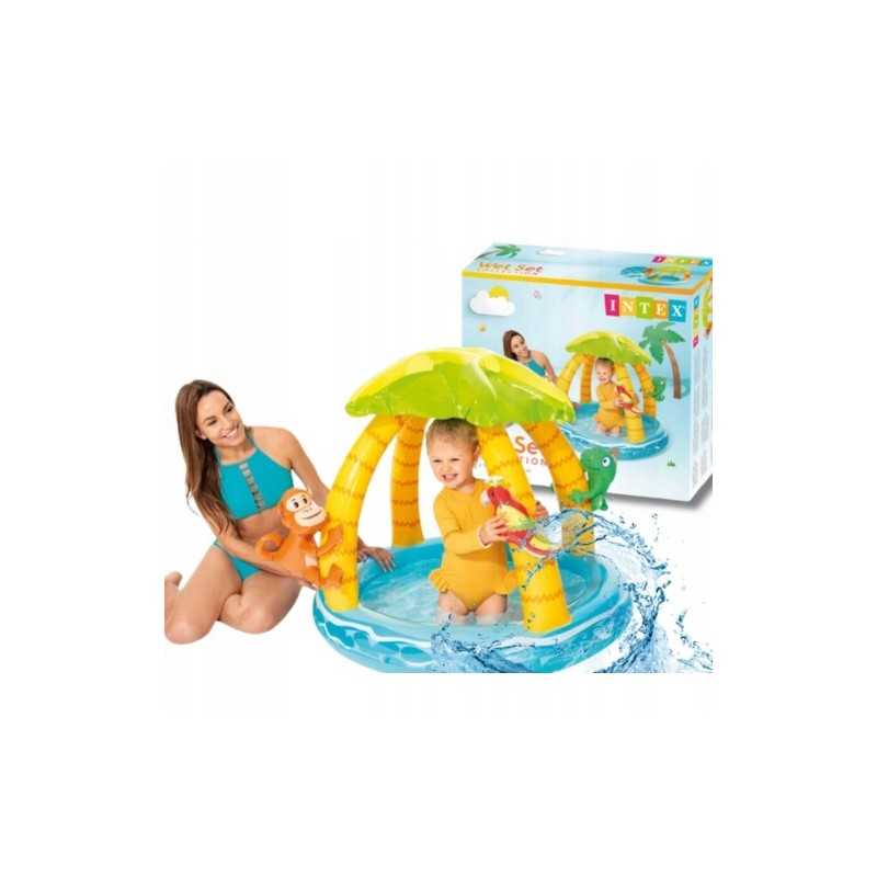 Vaikiškas pripučiamas baseinas, atogrąžų sala, puikiai tinka sodui, terasai, viršuje