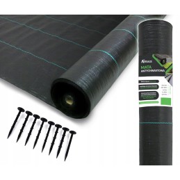 Agrotekstilės kilimėlis nuo piktžolių 1x50m 70g agrotekstilės ankeriai (50vnt)