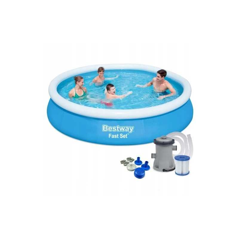 Bestway išsiplėtimo baseinas su flanšu 366x76cm pompa