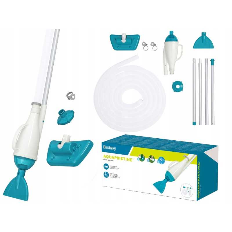 Pilnas baseino valymo rinkinys, dulkių siurblys, teleskopinis stulpas, tinklas