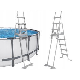 Bestway saugios, neslidžios metalinės baseino kopėčios 132cm 58332