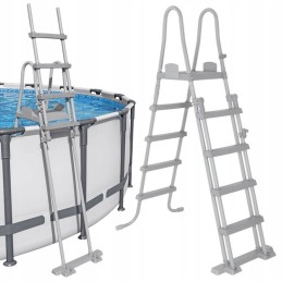 Bestway saugios, neslidžios metalinės baseino kopėčios 132cm 58332