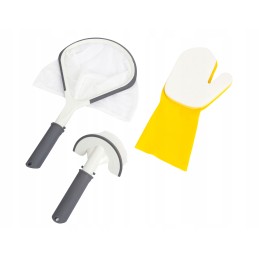 Sūkurinės vonios valymo rinkinys, šepetys, pirštinė ir sietelis