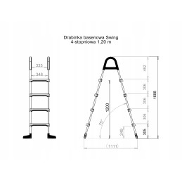 Kopėčios 4 laipteliai, baseino sienelių aukštis 1-2 cm