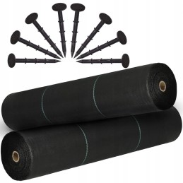 Agrotekstilė nuo piktžolių kilimėlis agrotekstilė juoda 0,8x100m 90g + inkarai