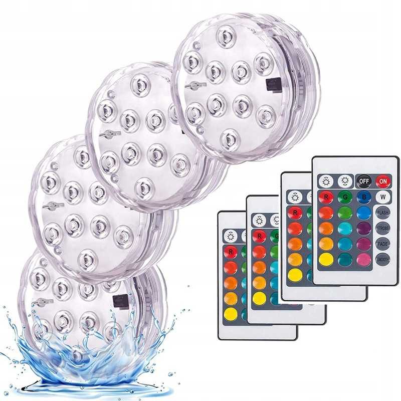 4 x LED baseino apšvietimas, 4 x nuotolinio valdymo pultas