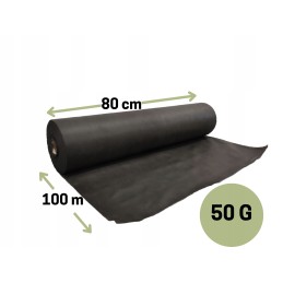 Agrotekstilė, juodas sodo neaustinis audinys nuo piktžolių, 50g UV, 0,8x100 m + kaiščiai