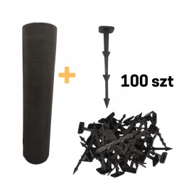 Agrotekstilė, juodas sodo neaustinis audinys nuo piktžolių, 50g UV, 0,8x100 m + kaiščiai