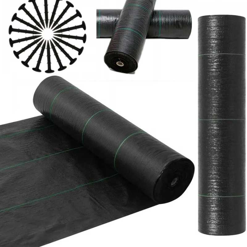 Agrotkanina agrotekstilė 1,6x50m nuo piktžolių juoda 90g UV 3% + 50x inkarai