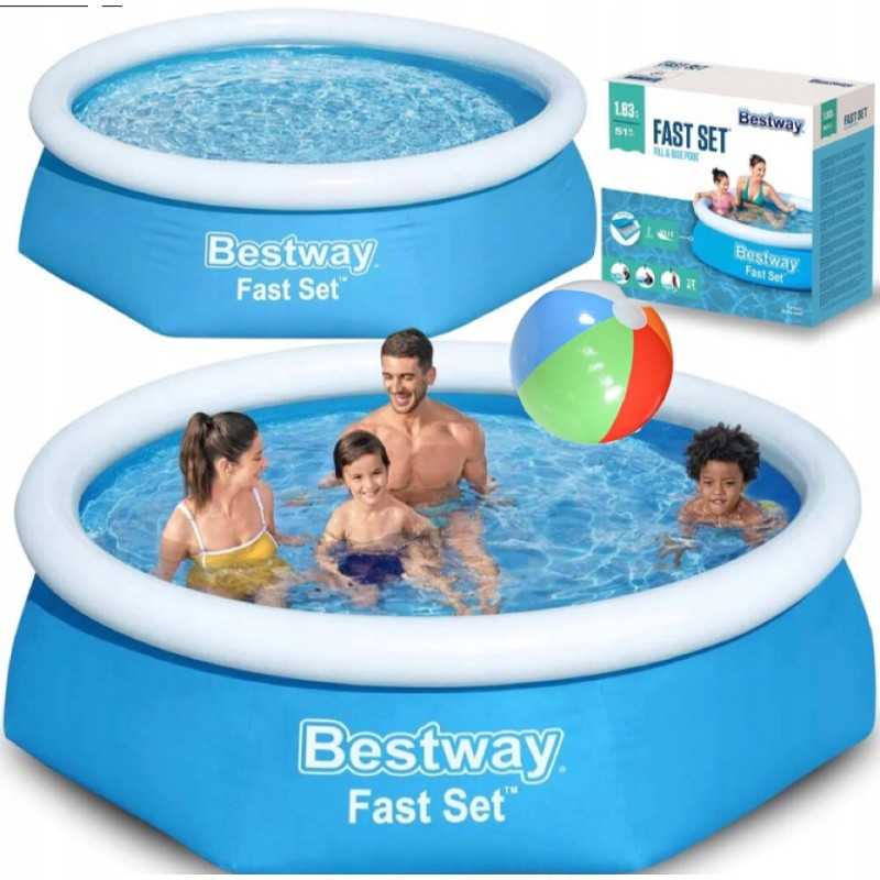 Bestway apvalus pripučiamas sodo baseinas, 183 cm, nemokamas pripučiamas kamuolys