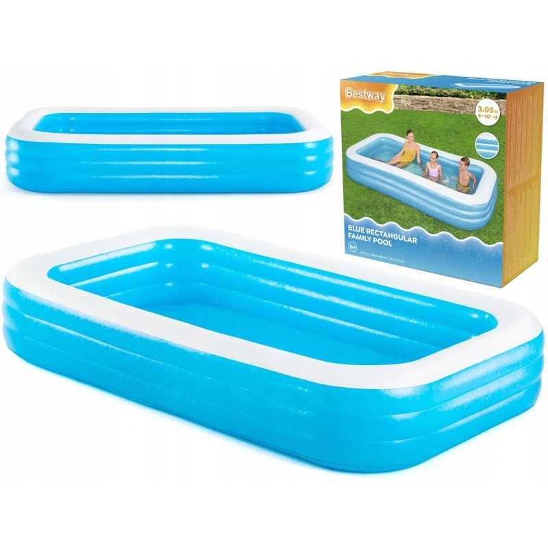 ? didelis šeimos pripučiamas baseinas sodui 305x183 cm + bestway remonto rinkinys?