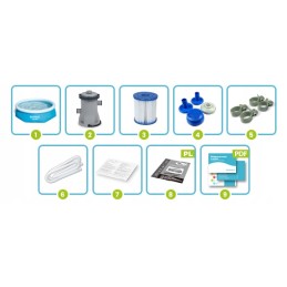 Išplečiamasis sodo baseinas 305x76 bestway 9in1 komplektas