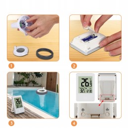 Plaukiojantis baseino termometras, belaidis drėgmės monitorius, atsparus vandeniui