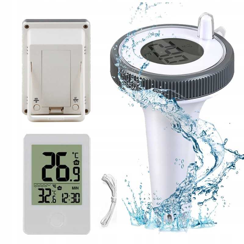Plaukiojantis baseino termometras su patalpų drėgmės monitoriumi IP67