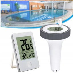 Plaukiojantis baseino termometras su oro stotimi ir LCD drėgmės monitoriumi