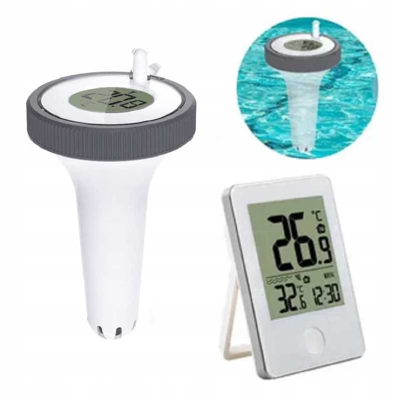 Plaukiojantis baseino termometras su LCD drėgmės monitoriumi