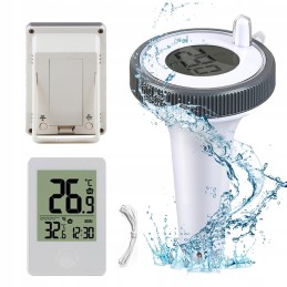 Vandeniui atsparus IP67 baseino termometras, belaidis drėgmės monitorius