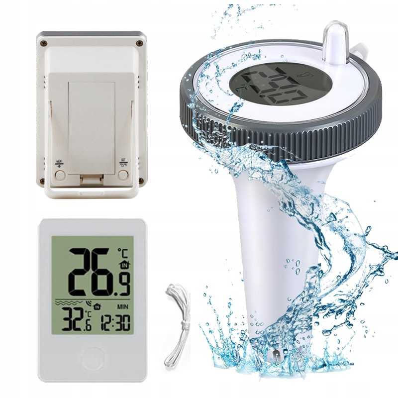 Vandeniui atsparus IP67 baseino termometras, belaidis drėgmės monitorius
