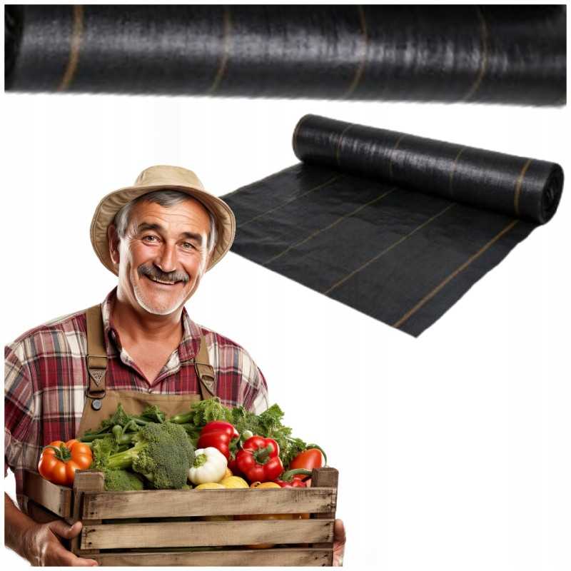 Juoda agrotekstilė 3,20 m x 10 m labai tvirta 110 g šlaitui po žievės akmeniu
