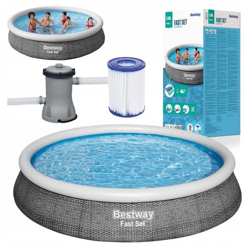 Bestway 57445 išsiplečiantis sodo baseinas 366x76 3in1
