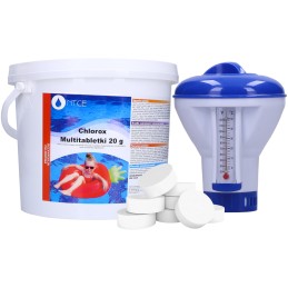 10in1 chloras baseinams 5kg 20g kelios tabletės baseinams, termometro dozatorius