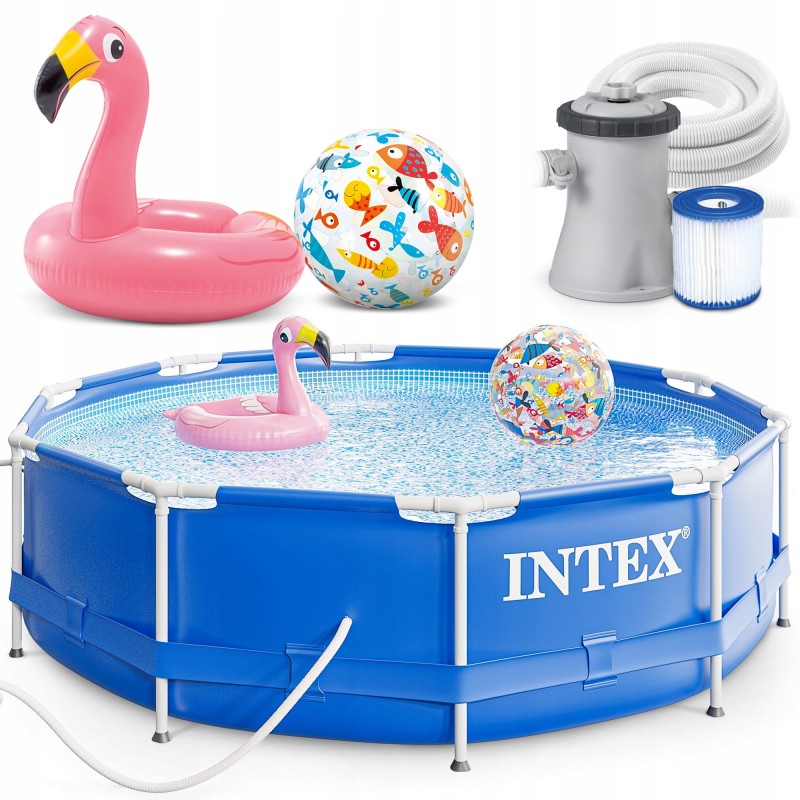 Intex 28202 sodo karkasinis baseinas vaikams su pompa ir pripučiamais žaislais