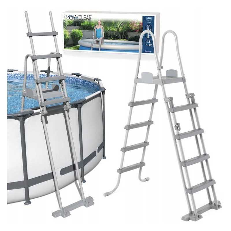 Bestway saugios, neslidžios metalinės baseino kopėčios 132cm 58332